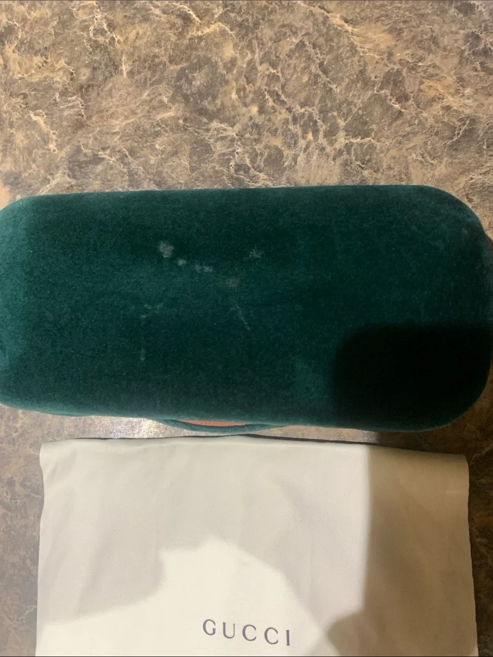 Gucci Teal Velvet Eyewear Case with Peach Interior